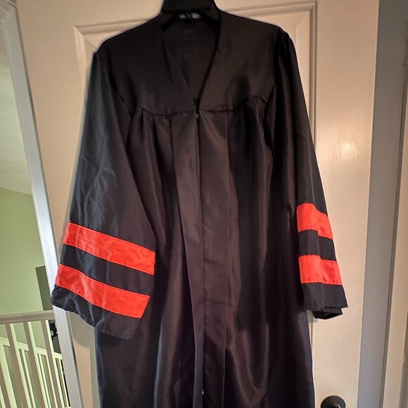 Jostens Black and Orange Graduation Gown 5'7" - 5'9" Excellent used condition - Picture 1 of 1